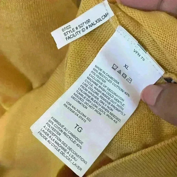 Men’s Navtech by Náutica V-Neck Sweater B2 Size XL Yellow - Picture 9 of 10